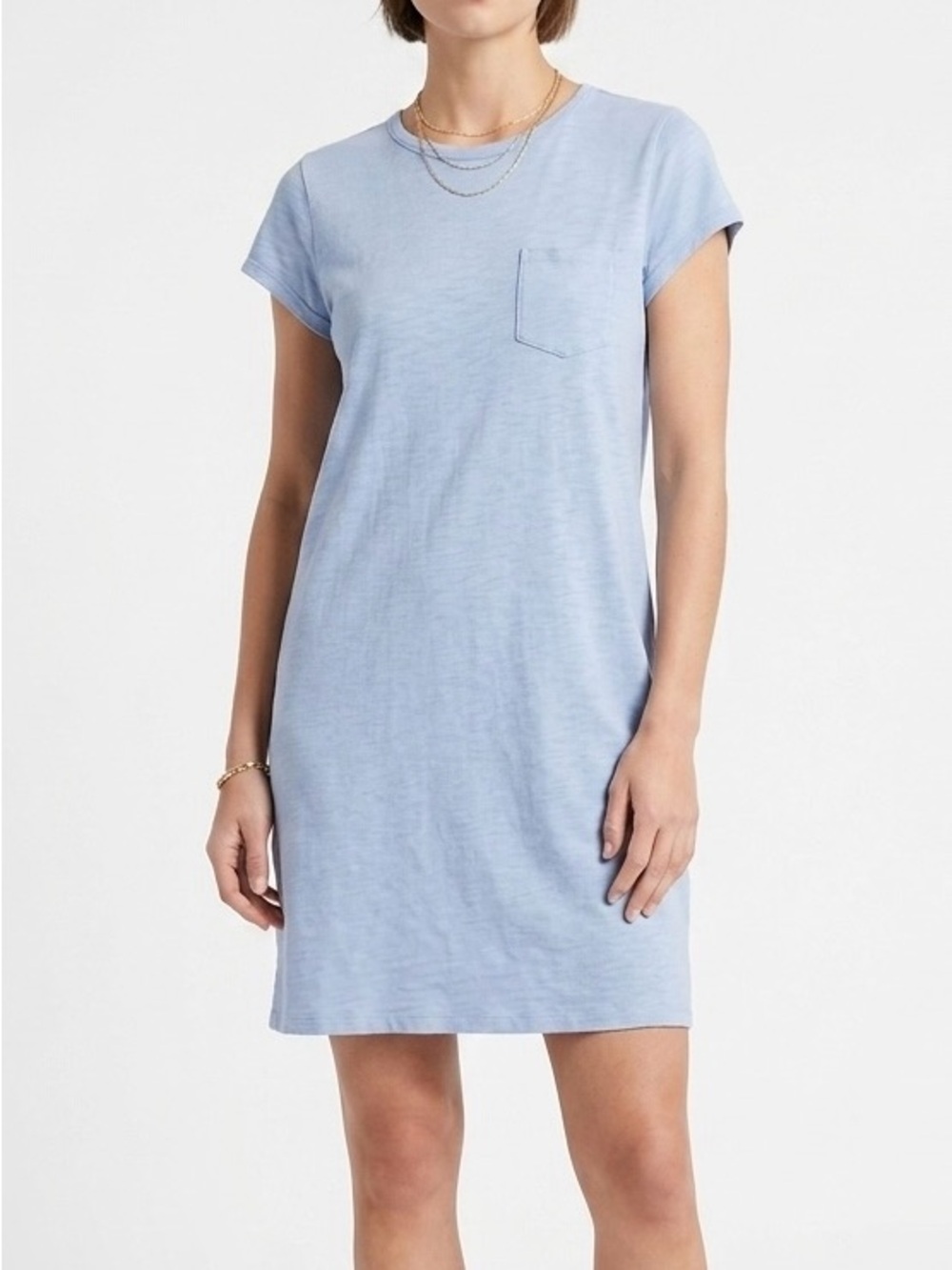 GAP Pocket Tee Shirt Dress Light Blue Medium M Tall Minimalist Elevated Casual
